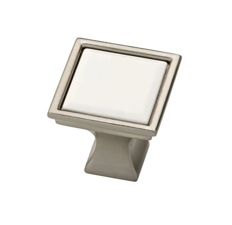 Brainerd Satin Nickel & White Cabinet Knob – 1-1/4" Diameter 1