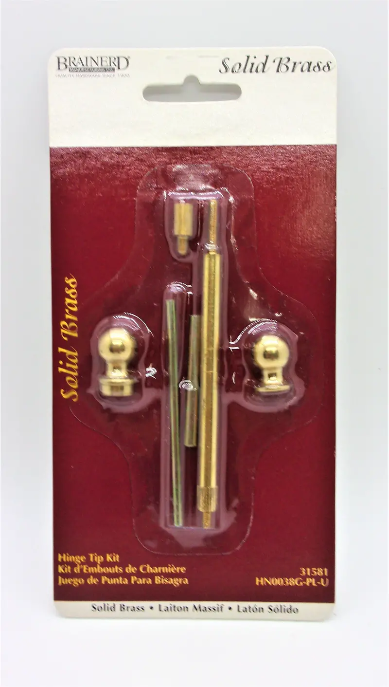 Brainerd Solid Brass Hinge Tip Repair Kit – Includes Caps & Pins For Standard Doors #31581 1
