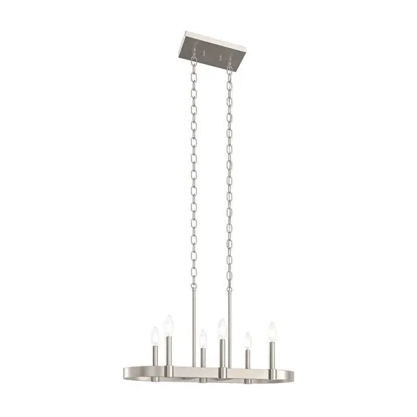 Brené 28-Inch 6-Light Linear Chandelier – Modern Brushed Nickel Ceiling Fixture (82352) 1