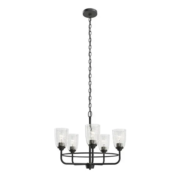 Carlo 23-Inch 5-Light Chandelier – Bold Matte Black Dining Room Fixture (82351) 1