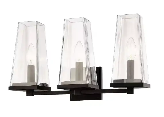 Chaminet 3-Light Aged Bronze Vanity Light With Frosted Glass Shades 1