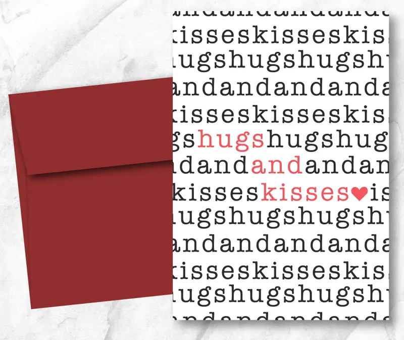 Classic Hugs & Kisses Valentine Card 1