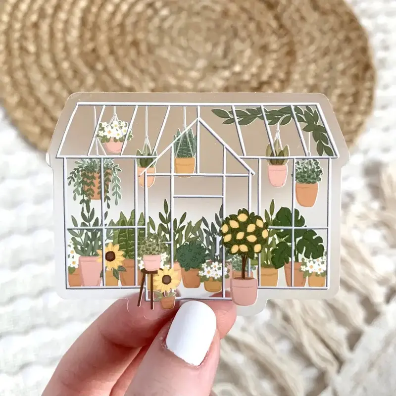 Clear Greenhouse-Themed Motivational Sticker 1