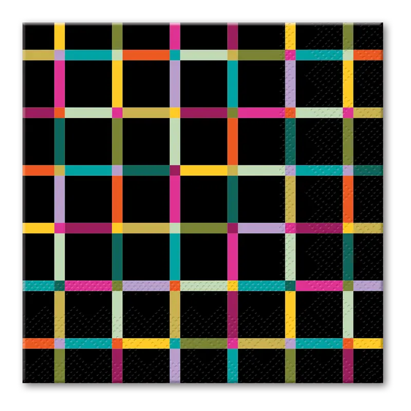 Color-Blocked Windowpane Design Cocktail Napkins 1