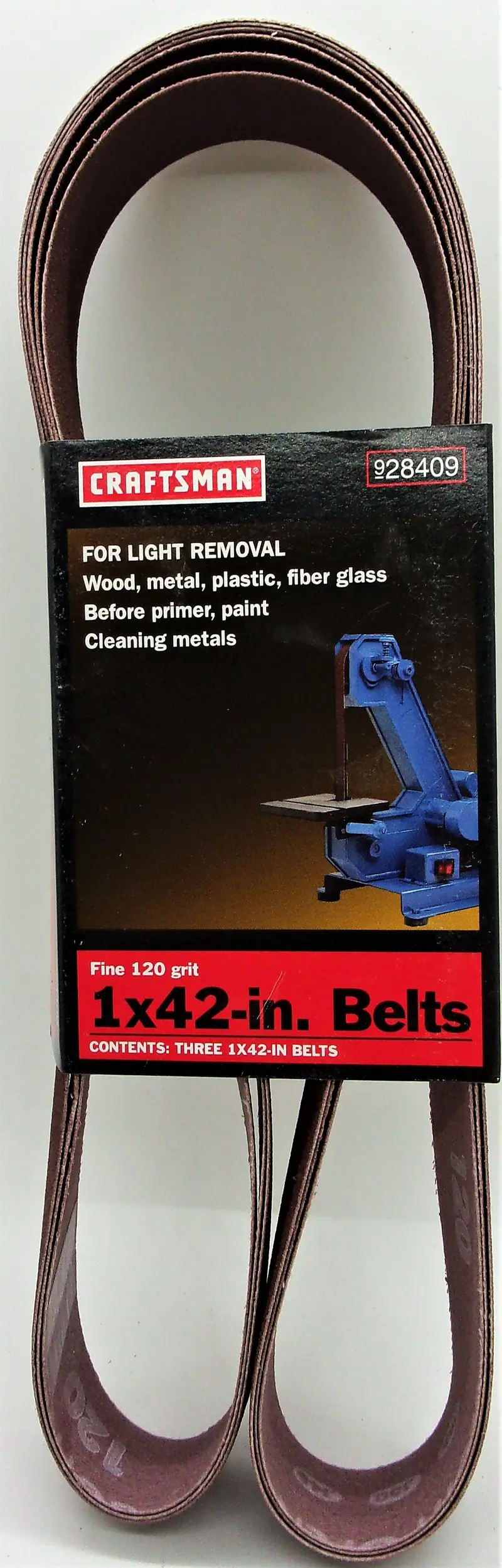 Craftsman 1" × 42" Sanding Belt 3-Pack, 120-Grit 1