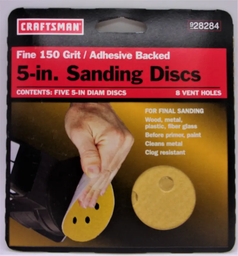 Craftsman 5-Pack 150-Grit 5-Inch Sanding Discs – 8-Hole Design (#928284) 1