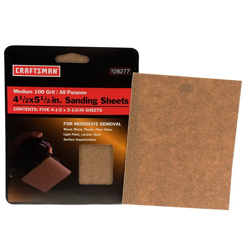 Craftsman 5-Pack 4.5 X 5.5-Inch Sanding Sheets – Assorted Grits (#928277) 1