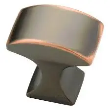 Decca Rectangular Cabinet Knob – 1" Venetian Bronze With Copper Accents 1