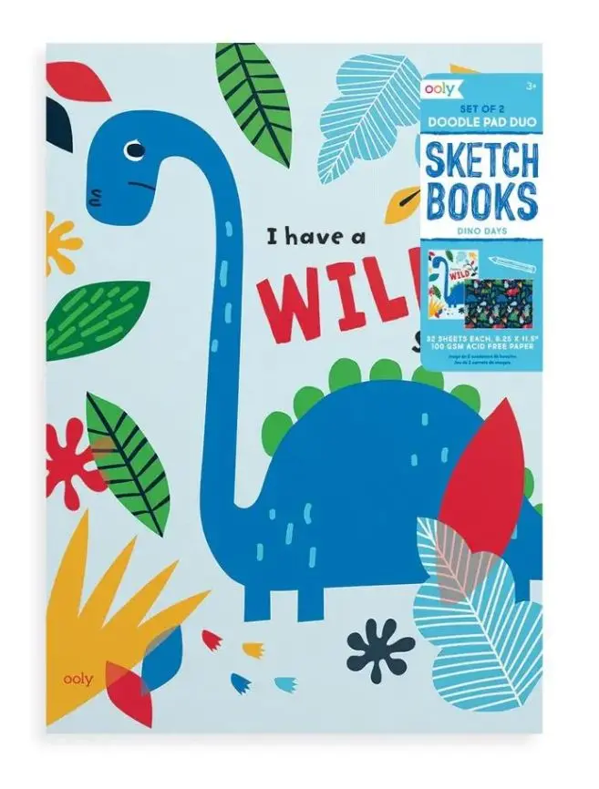 Dino-Themed Doodle Pad Duo – Double-Sketchbook Set 1