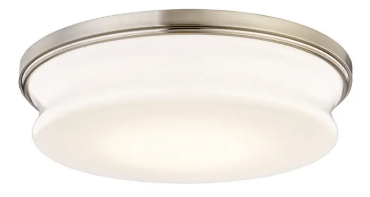 Drift 16-Inch Led Flushmount – Satin Nickel Frame With White Opal Glass Shade 1