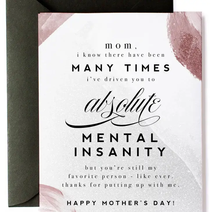 'Driven To Mental Insanity' Humorous Parenting Card – Relatable & Witty 1