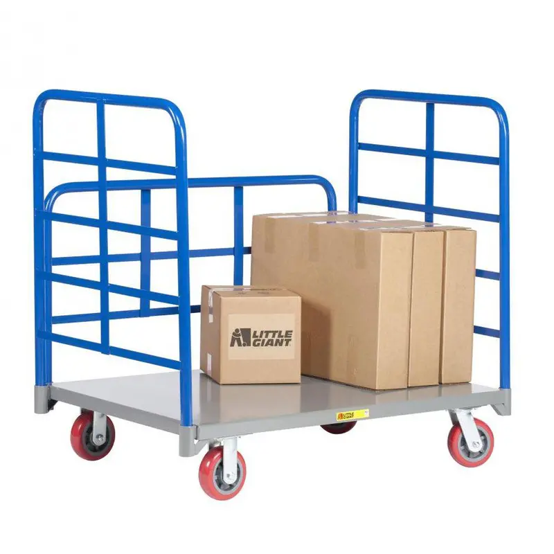 Dual-End Rack Platform Truck With Integrated Side Shelving 1