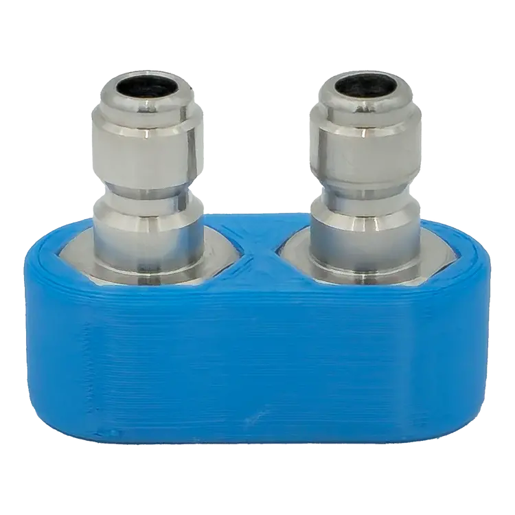 Dual Quick-Connect Coupler – Blue Anodized Aluminum Fitting Set 1