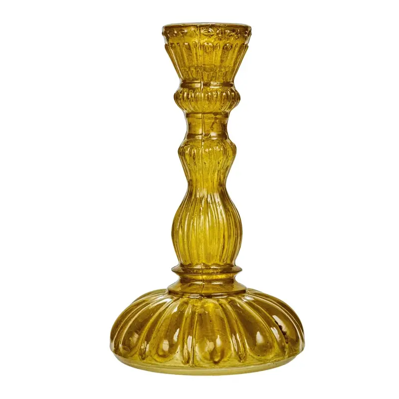 Emerald Green Glass Taper Candle Stand 1