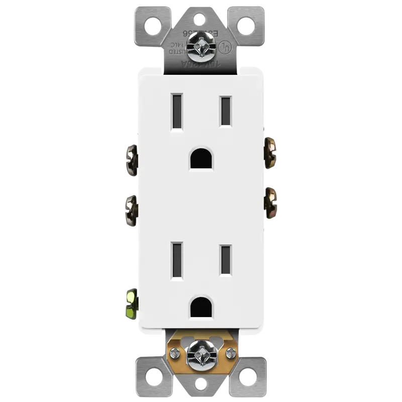 Enerlites 15A Decorator Receptacle – 125V Residential Grade, White (#61501-W) 1