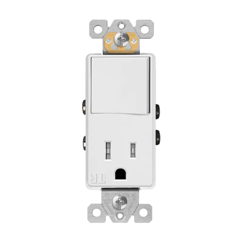 Enerlites 15A Single-Pole Switch With Tamper-Resistant Outlet – White #68625-Tr-W 1