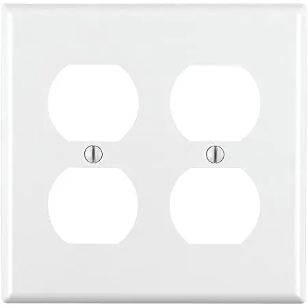 Enerlites 2-Gang Duplex Receptacle Wall Plate – White Plastic, Standard Mounting, Durable Construction 1
