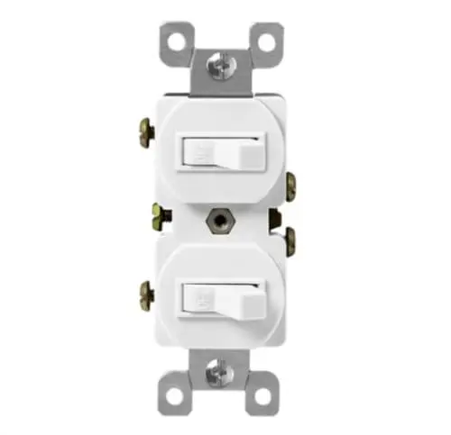 Enerlites Dual 15A Side-Wired Single-Pole Decorator Switches – White 1