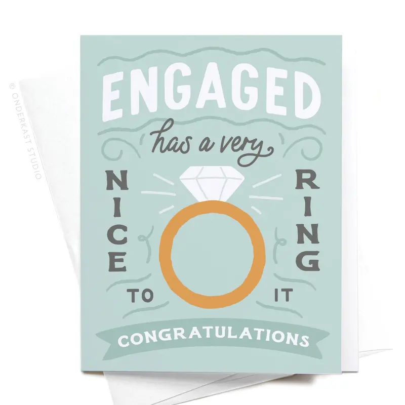 'Engaged Has A Nice Ring To It' Wedding Announcement Card 1