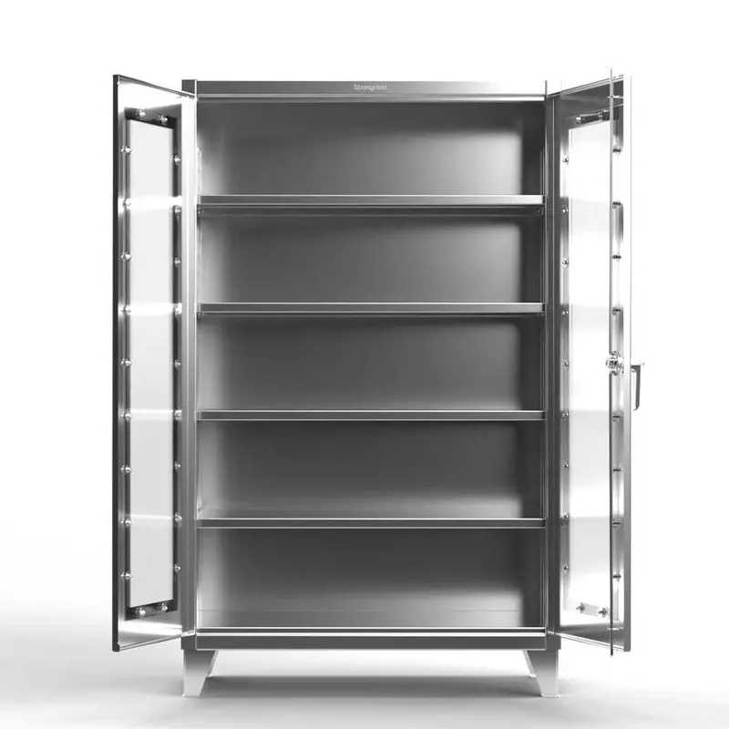 Extreme-Duty 12-Gauge Stainless Steel Clearview Cabinet: 60"W × 24"D × 78"H With Four Adjustable Shelves 1