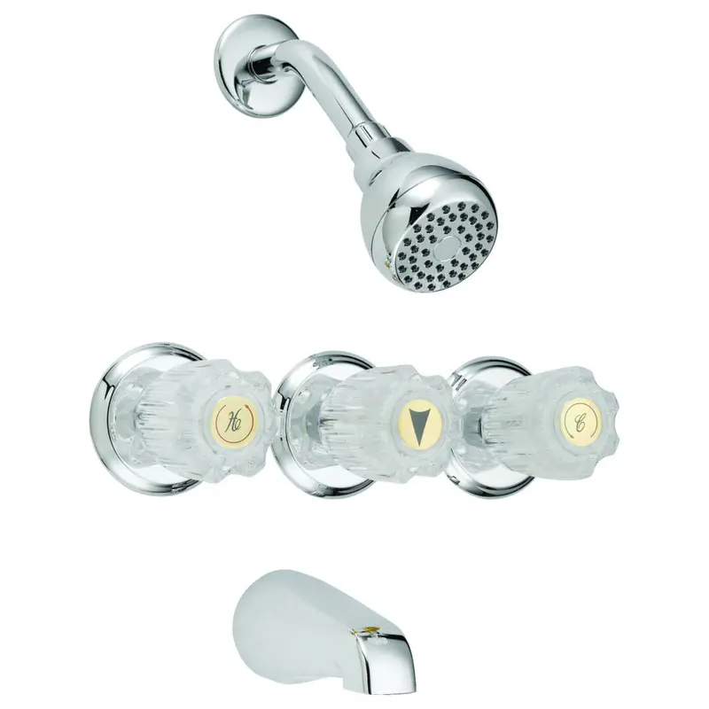 Ez-Flo Traditional Tub And Shower Set – Chrome Finish With Three Acrylic Handles #10571 1
