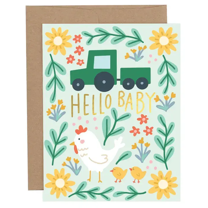 Farm-Themed Hello Baby Greeting Card 1