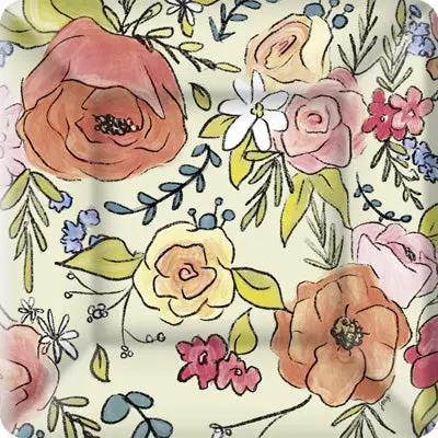 Floral Garden Dinner Plates – Premium Paper Tableware Set 1