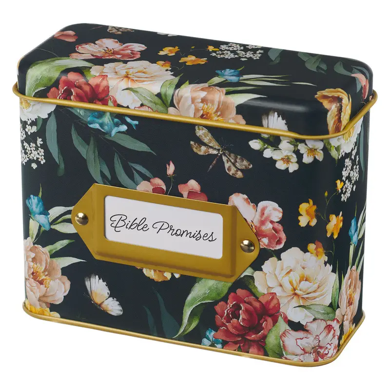 Floral-Print Tin Collecting Bible Promises For Daily Encouragement 1