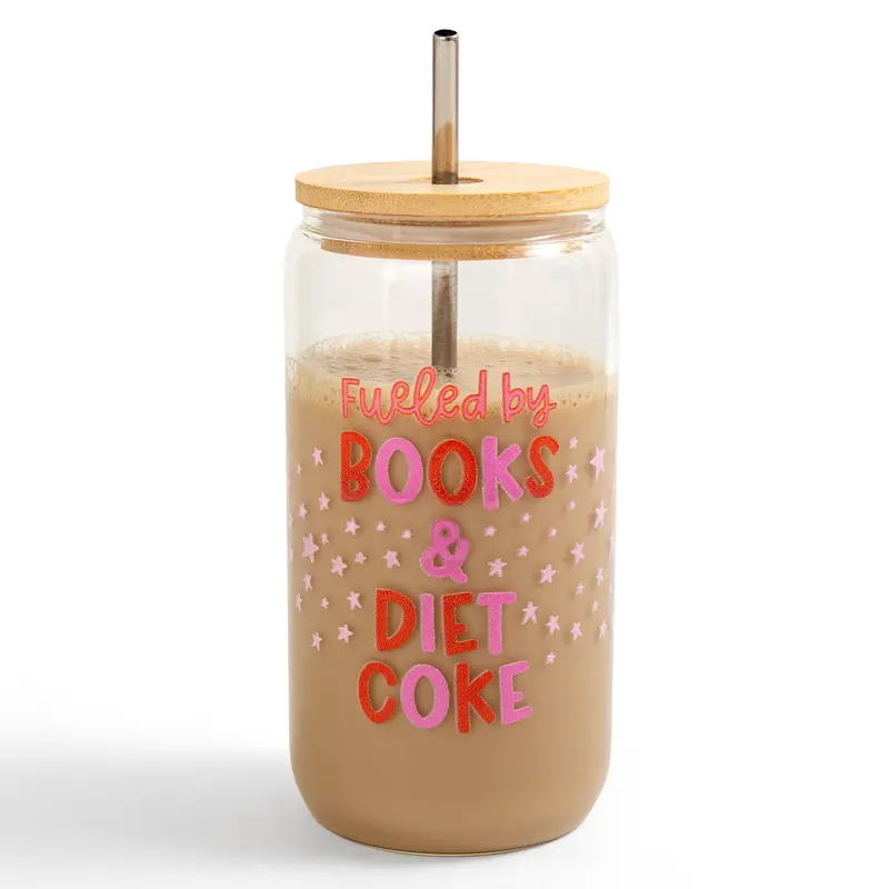 Fueled By Books & Diet Coke Glass Storage Can – Fun Literary Decor 1