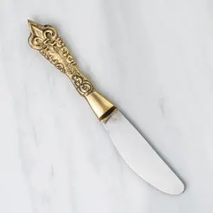 Gilded Fleur-De-Lis Butter Or Condiment Spreader 1