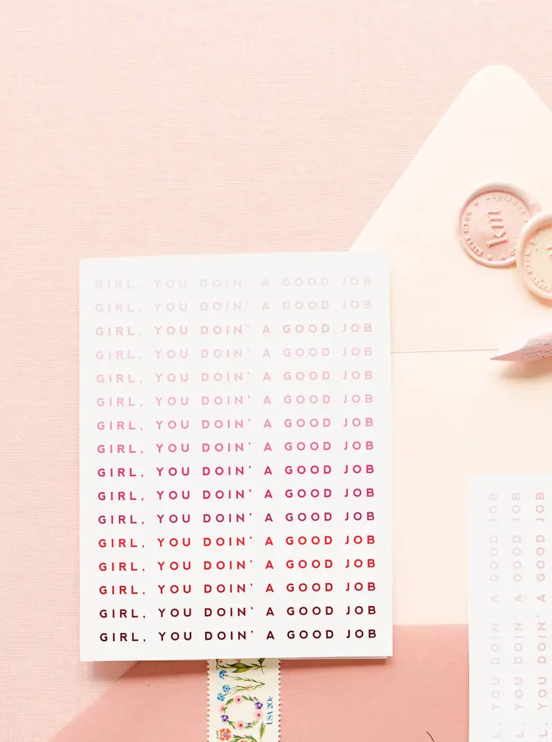 'Girl, You'Re Doin' A Good Job' Encouragement Card 1