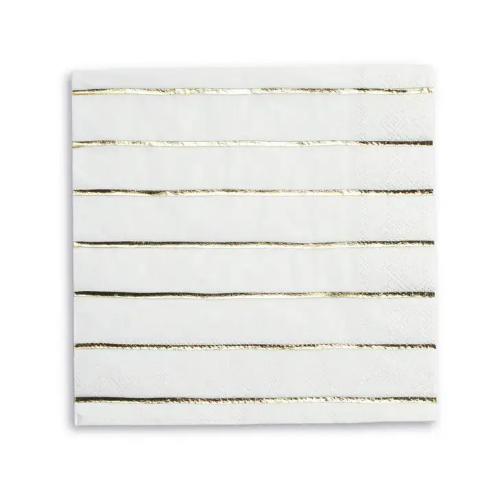 Gold French Bulldog Striped Large Napkins 1