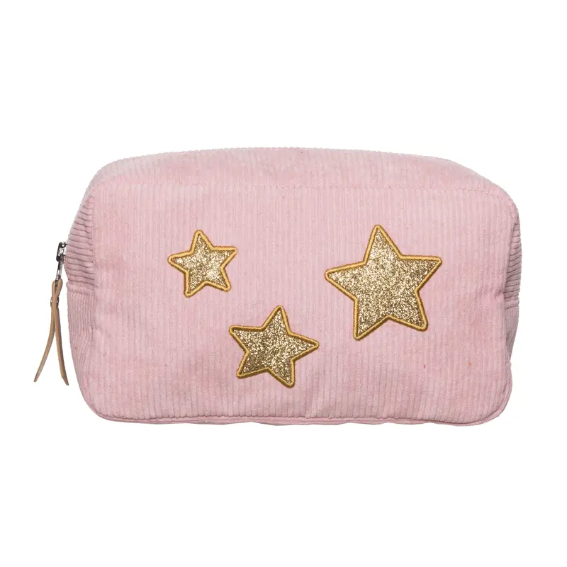 Gold Star Corduroy Makeup Organizer Bag 1
