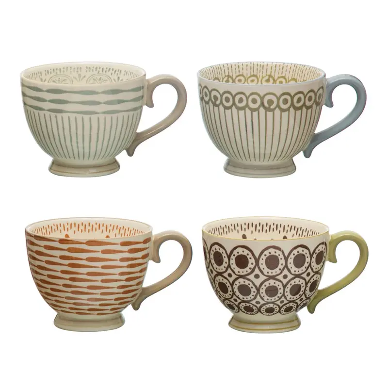 Hand-Painted Ceramic Footed Mug – Unique Glaze Variation Per Piece 1