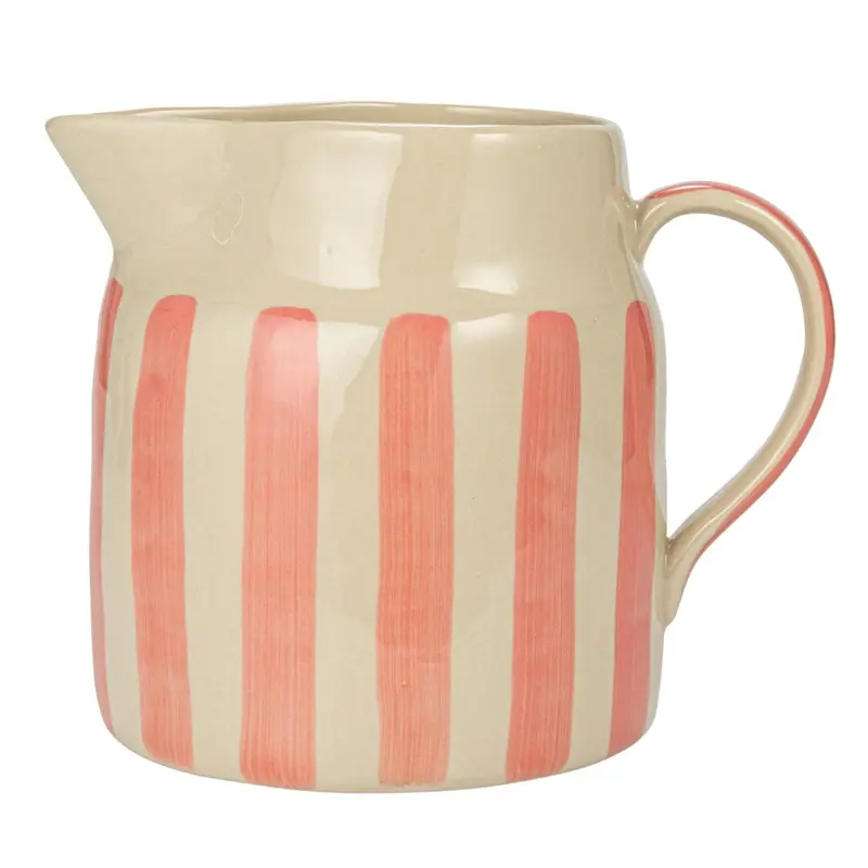 Handcrafted Striped Stoneware Pitcher 1