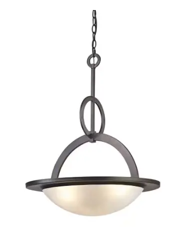 Hd-1078 Oil-Rubbed Bronze 3-Light Pendant – White Frosted Glass Shade Design 1