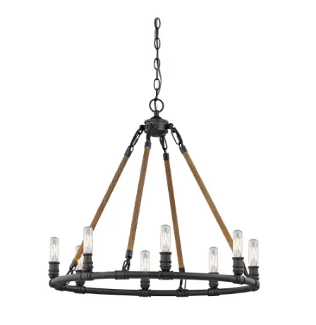 Hd-1150 Textured Bronze 8-Light Pendant – Bold Layered Silhouette 1