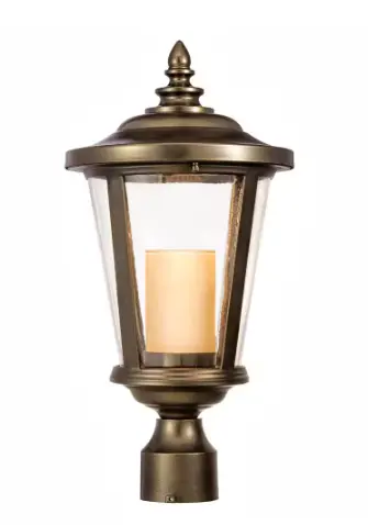 Hd-1199-Led Bellingham Oil-Rubbed Bronze Outdoor Post Light – Led Medium Mount With Amber & Clear Glass 1
