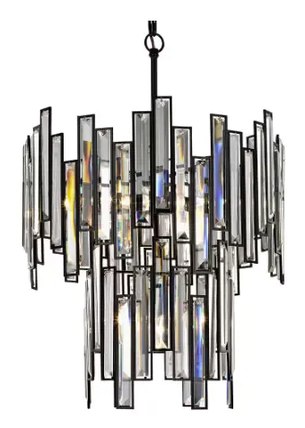 Hd-1541-I Madison Aged Bronze 4-Light Chandelier – Crystal Prism Accent Design 1
