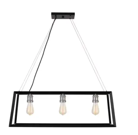 Hd-1547An Walden Forge 3-Light Linear Island Pendant – Black Frame With Antique Nickel Finish 1