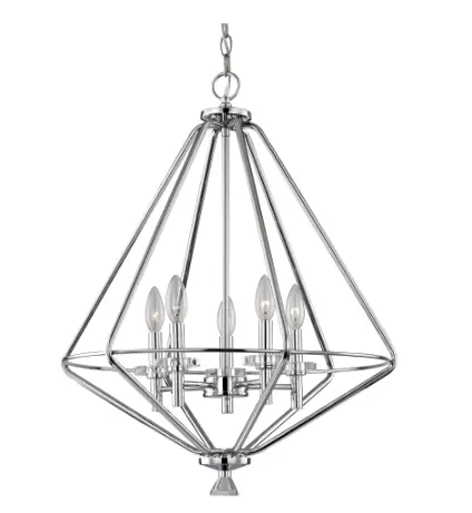 Hd-1556-I Marin Polished Chrome 5-Light Chandelier – Crystal-Accented Elegance 1