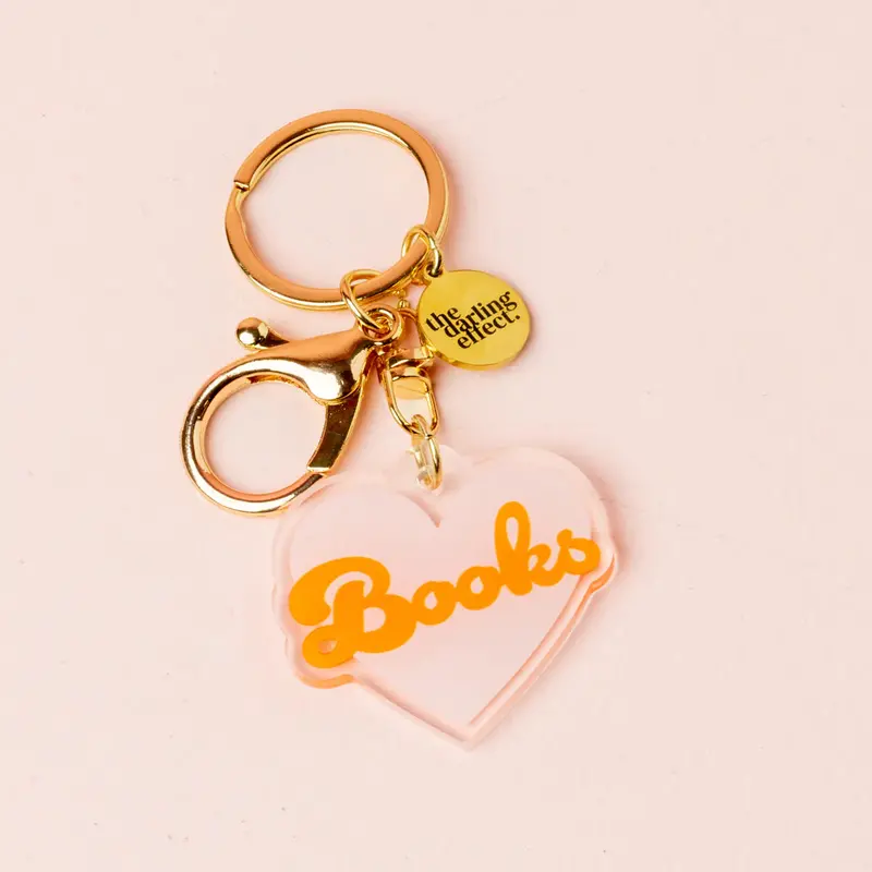 Heart-And-Books Acrylic Keychain – Literary Gift 1