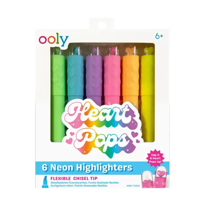 Heart Pops Neon Highlighters – Vibrant Dual-Tip Pens 1