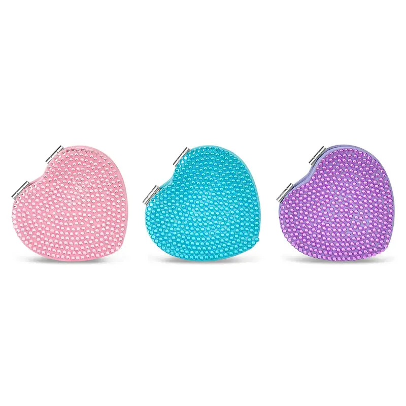 Heart-Shaped Rhinestone Compact Mirror 1