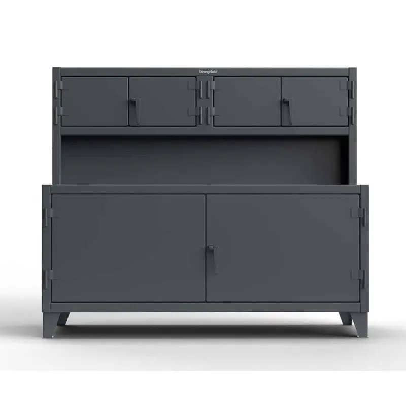 Heavy-Duty 12-Gauge Steel Workbench With Upper Storage Compartments And Shelf – 72"W × 30"D × 62"H 1