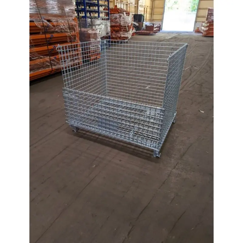 Heavy-Duty Collapsible Wire Bulk Container With Drop Gate 1