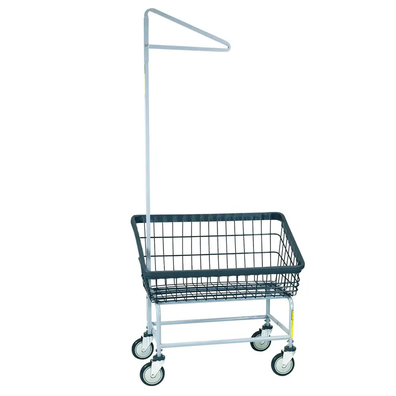 High-Capacity Front-Load Laundry Cart With Single Hanging Rod 1