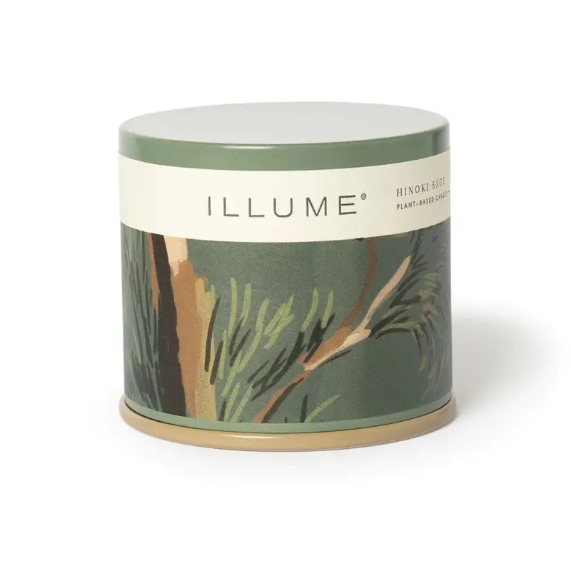 Hinoki Wood & Sage Scented Tin Candle 1