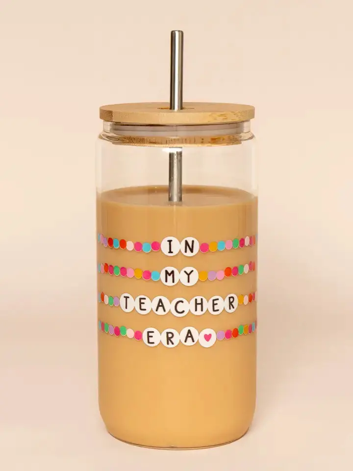 In My Teacher Era Inspirational Glass Can Tumbler 1