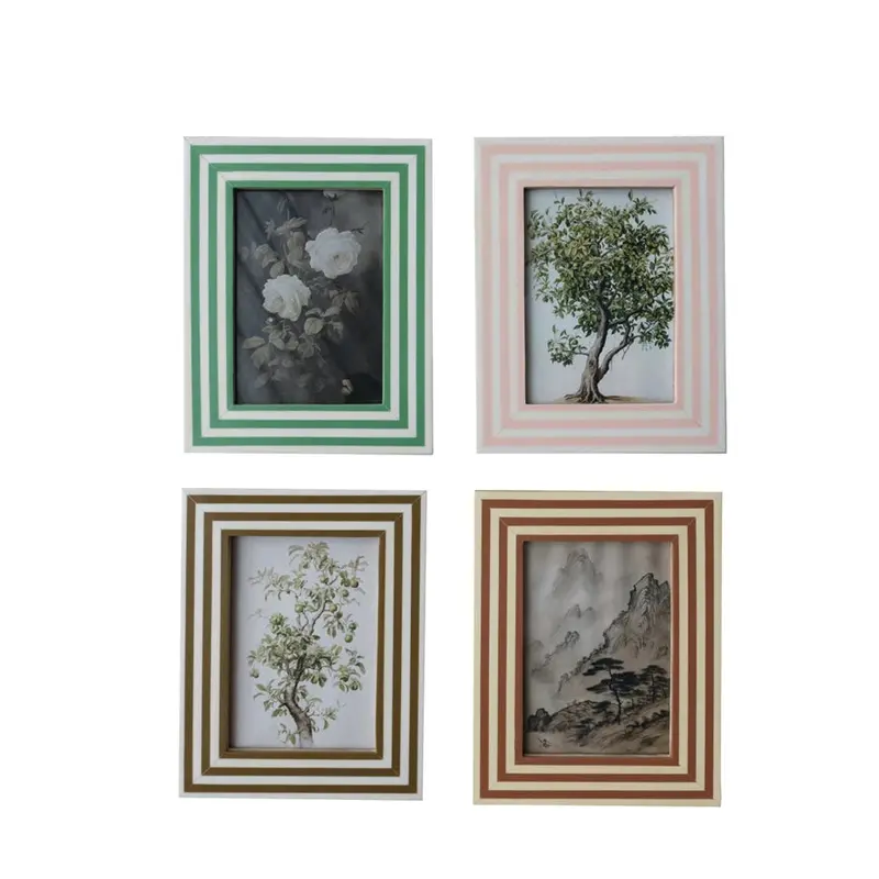 Inlaid Stripe Picture Frame – Wood Composite With Contrasting Banding 1